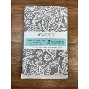 Waverly Inspirations 2 Yards 100% Cotton Duck Material Grey Paisley NEW